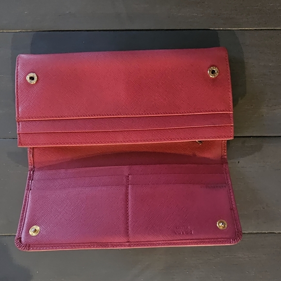 Prada Saffiano Leather Pink Ribbon Gold Long Wallet Guaranteed 100% Authentic - Picture 5 of 13